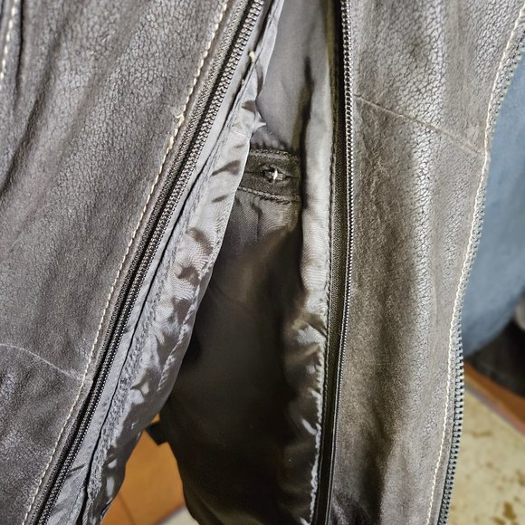 Men's Winter Leather Jacket With Detachable Under Vest And Collar Size XL Tag On - Picture 4 of 16